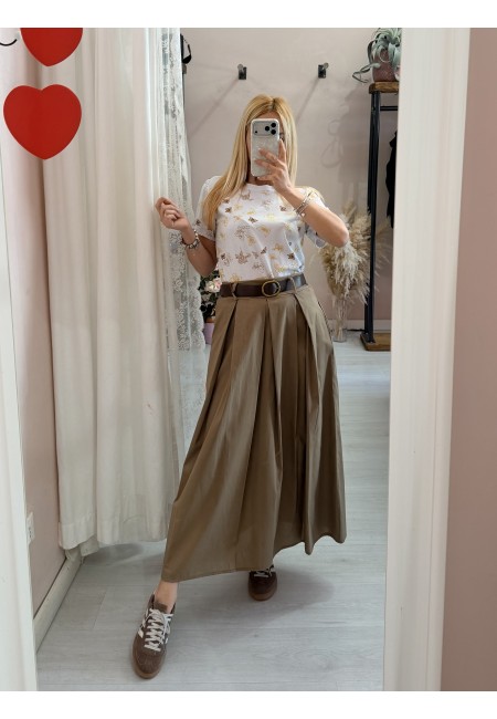 Gonna lunga SILVIA taupe in cotone