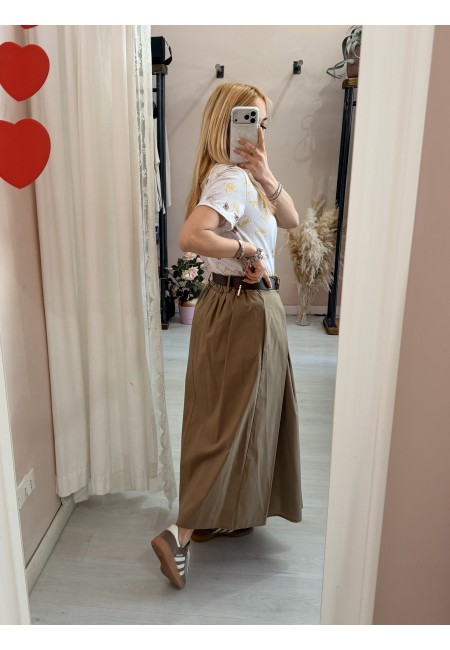 Gonna lunga SILVIA taupe in cotone