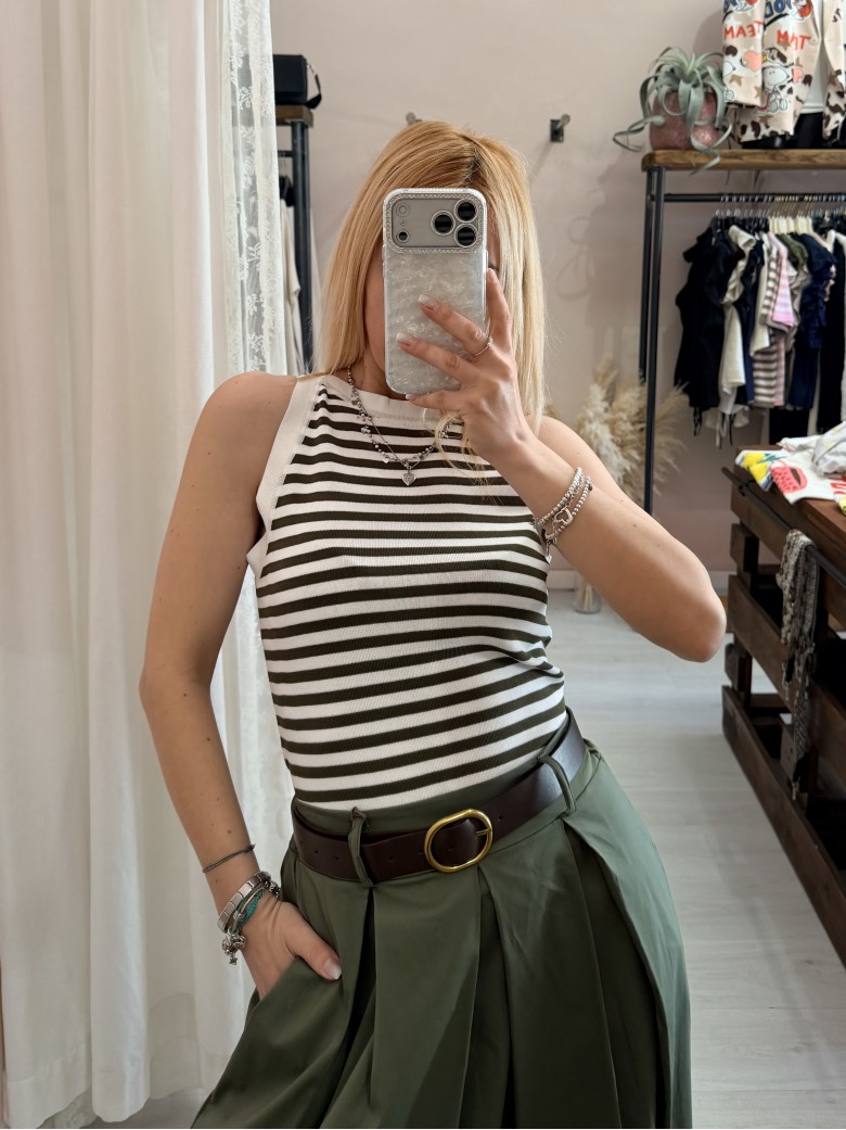 Canotta luis a righe verde e bianca