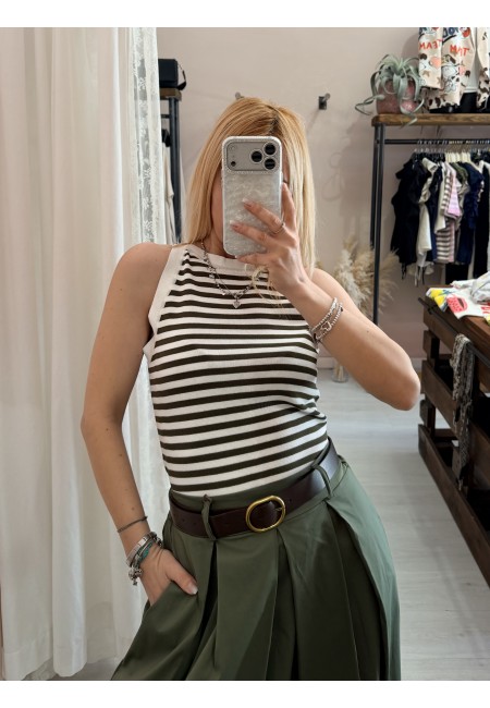 Canotta luis a righe verde e bianca