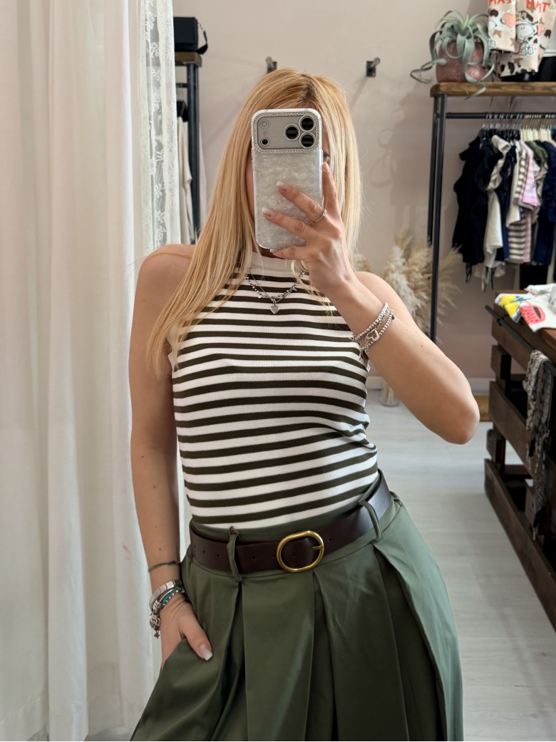 Canotta luis a righe verde e bianca