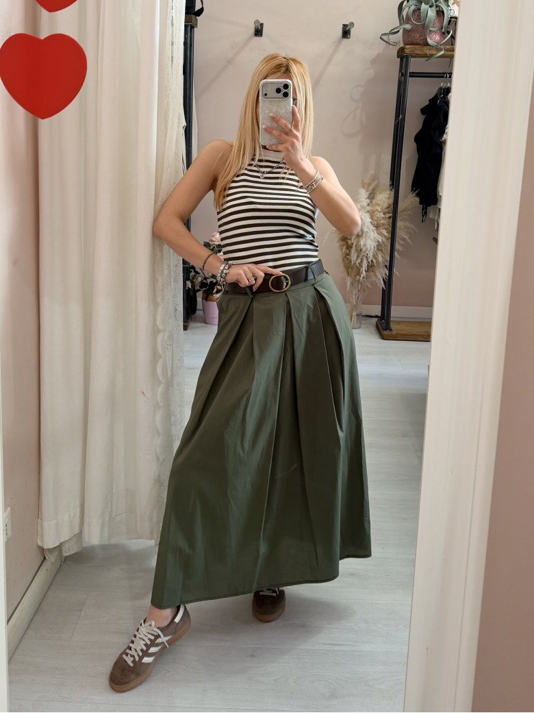 Gonna lunga SILVIA verde in cotone