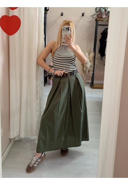 Gonna lunga SILVIA verde in cotone