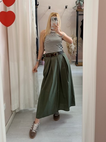 Gonna lunga SILVIA verde in cotone