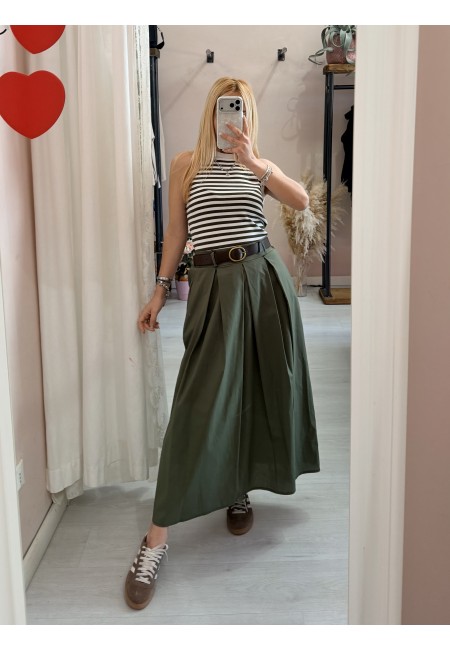 Gonna lunga SILVIA verde in cotone