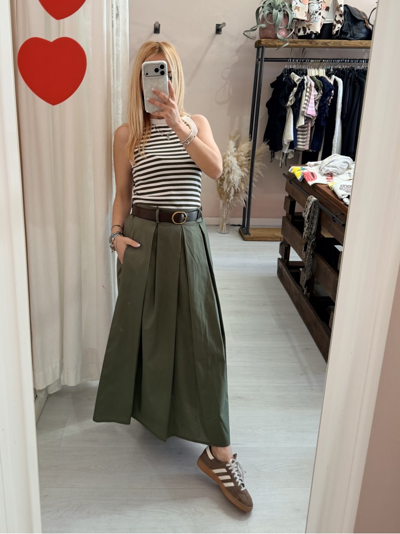 Gonna lunga SILVIA verde in cotone