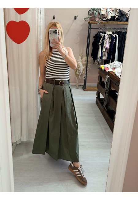 Gonna lunga SILVIA verde in cotone