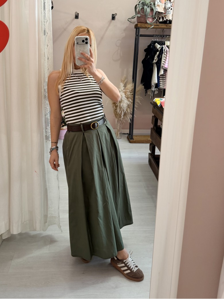 Gonna lunga SILVIA verde in cotone