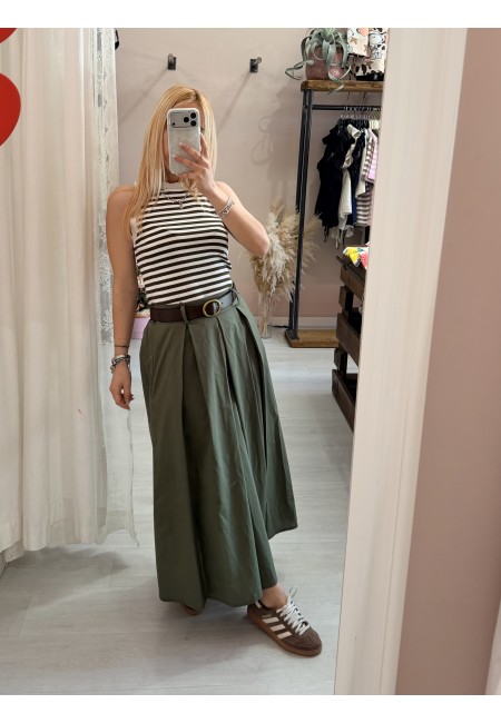 Gonna lunga SILVIA verde in cotone