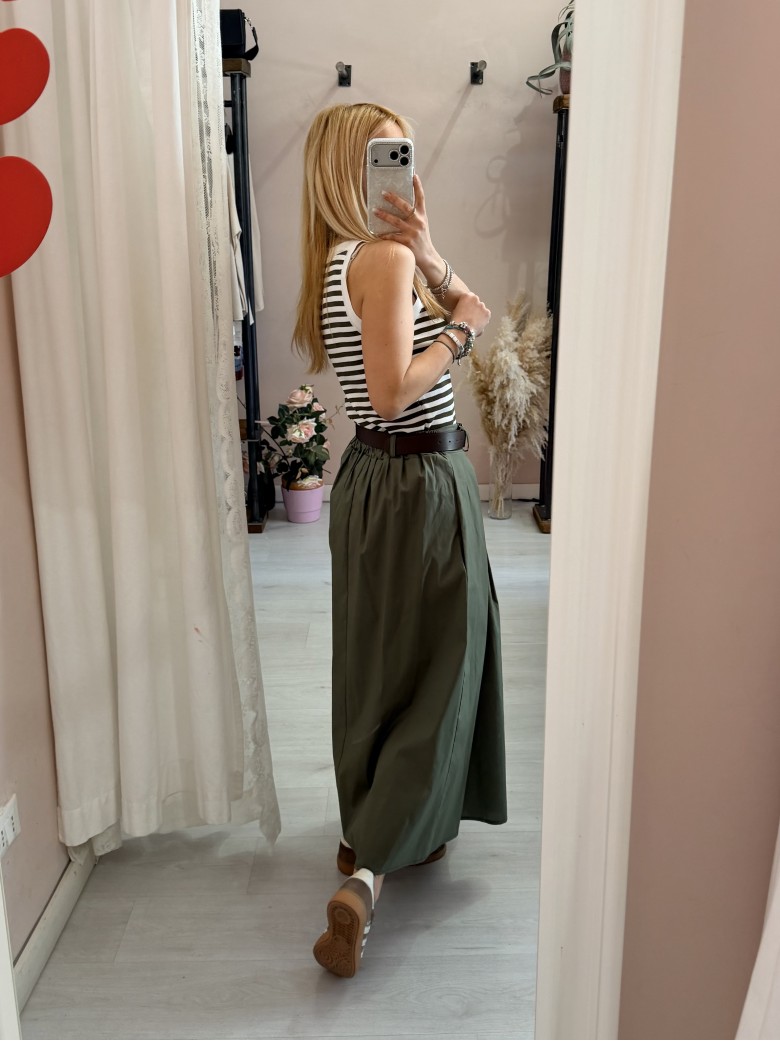 Gonna lunga SILVIA verde in cotone