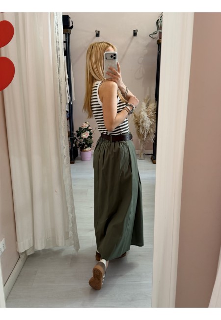 Gonna lunga SILVIA verde in cotone
