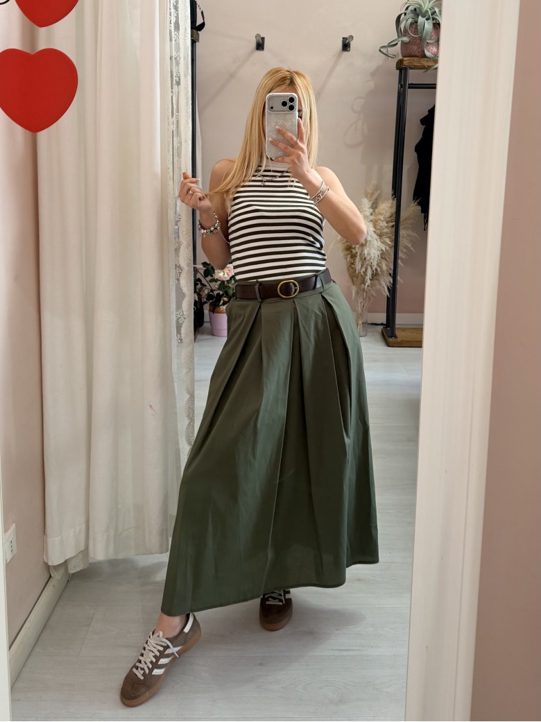 Gonna lunga SILVIA verde in cotone