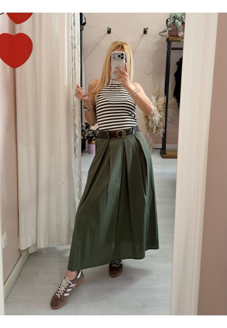 Gonna lunga SILVIA verde in cotone