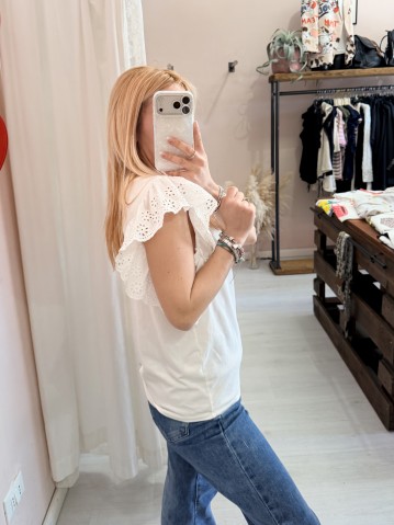 Maglia LINDA manichine in sangallo bianca 2