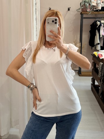 Maglia LINDA manichine in sangallo bianca 2