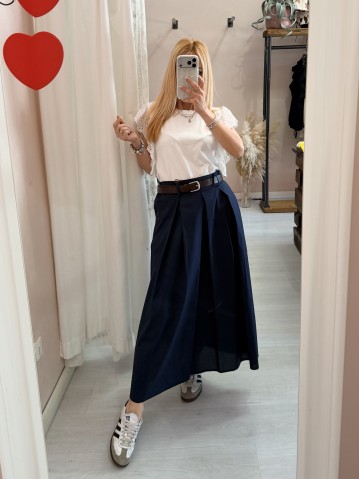 Gonna lunga SILVIA blu in cotone