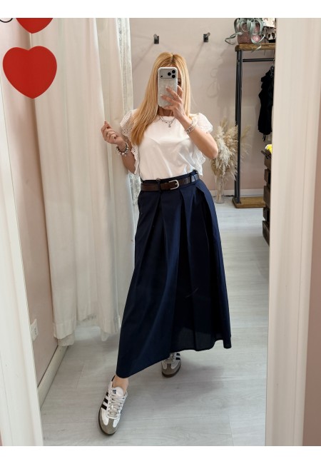 Gonna lunga SILVIA blu in cotone