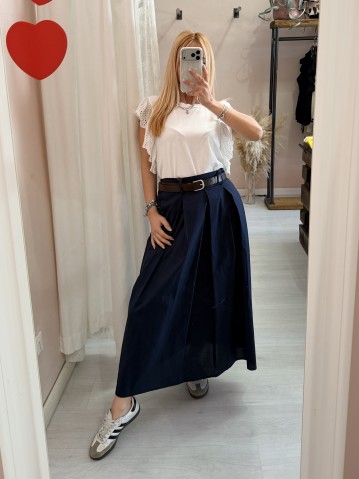 Gonna lunga SILVIA blu in cotone 2