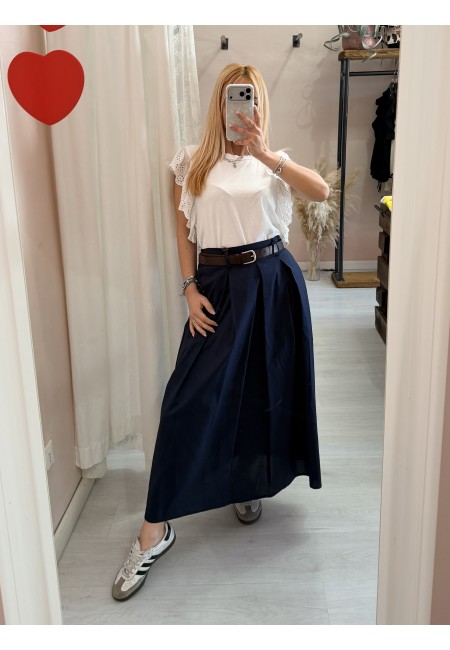 Gonna lunga SILVIA blu in cotone
