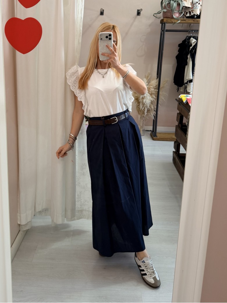 Gonna lunga SILVIA blu in cotone