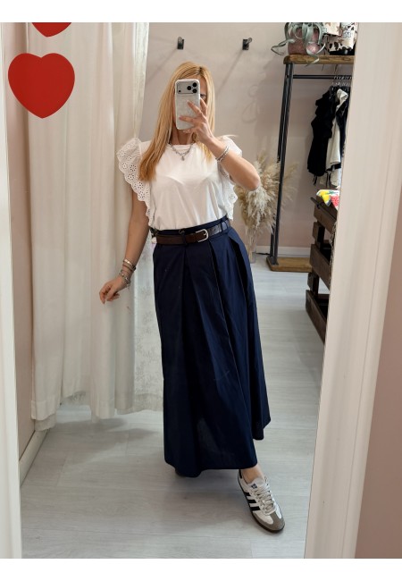 Gonna lunga SILVIA blu in cotone