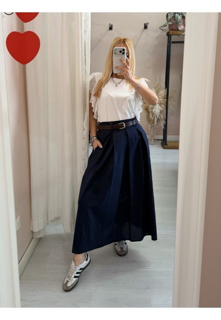 Gonna lunga SILVIA blu in cotone