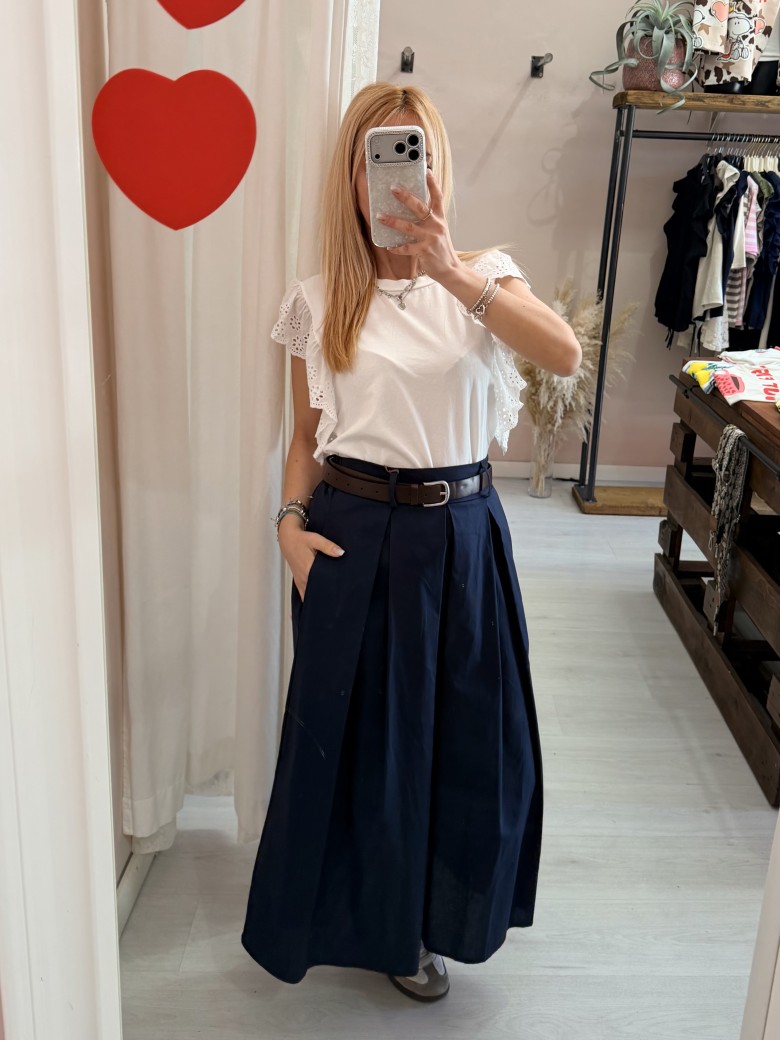 Gonna lunga SILVIA blu in cotone