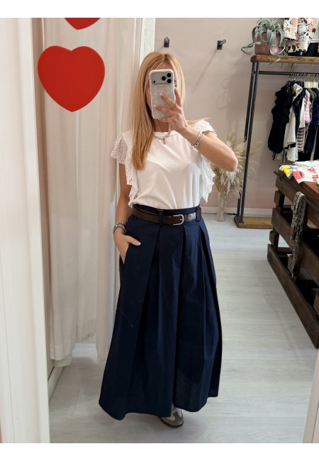 Gonna lunga SILVIA blu in cotone