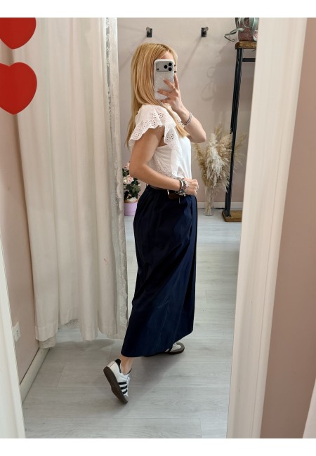 Gonna lunga SILVIA blu in cotone
