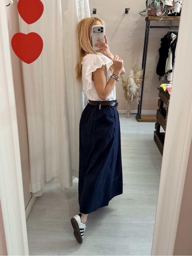 Gonna lunga SILVIA blu in cotone
