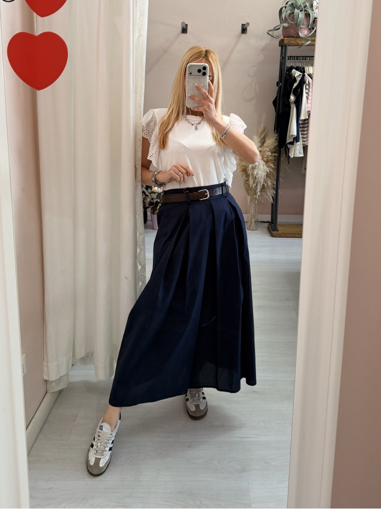 Gonna lunga SILVIA blu in cotone