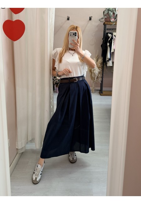 Gonna lunga SILVIA blu in cotone