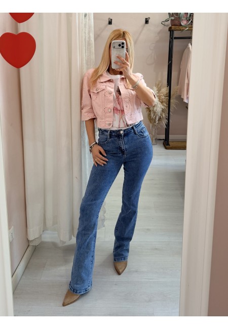 Giubbottino di jeans sangallo rosa