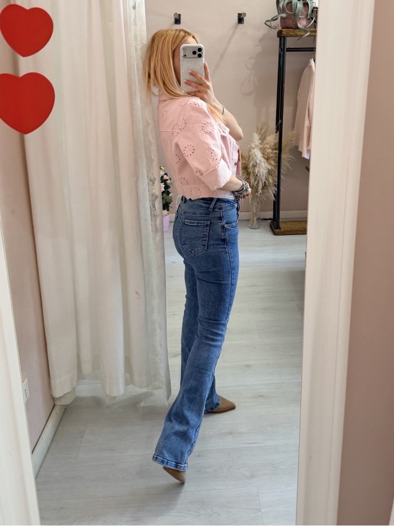 Giubbottino di jeans sangallo rosa