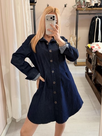 Vestito camicione simil jeans in cotone