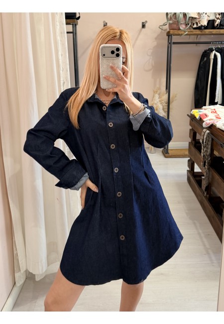 Vestito camicione simil jeans in cotone