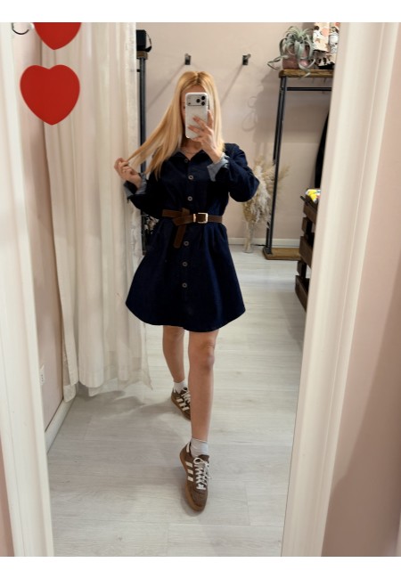 Vestito camicione simil jeans in cotone