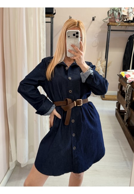 Vestito camicione simil jeans in cotone