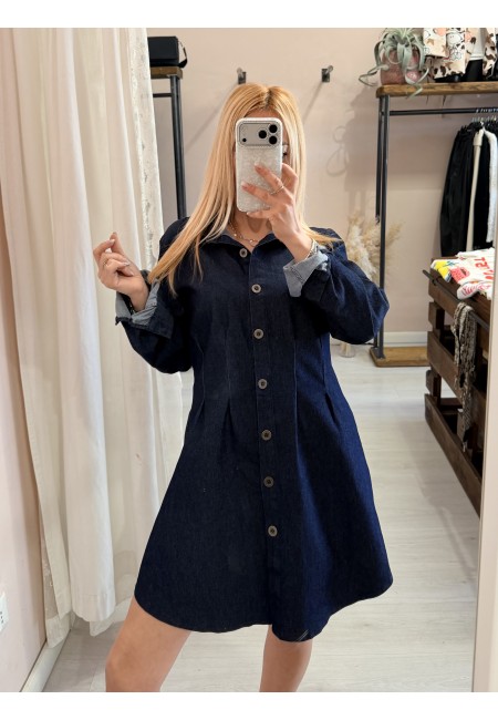 Vestito camicione simil jeans in cotone