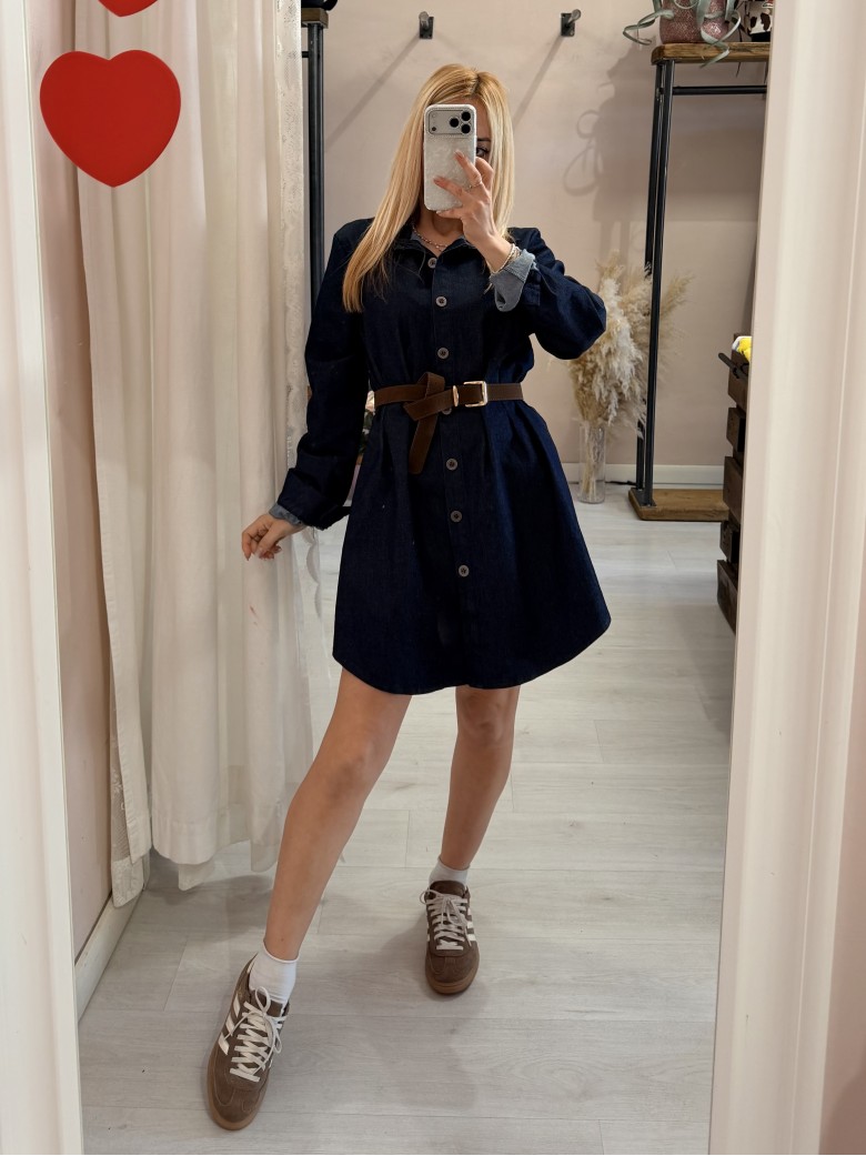 Vestito camicione simil jeans in cotone