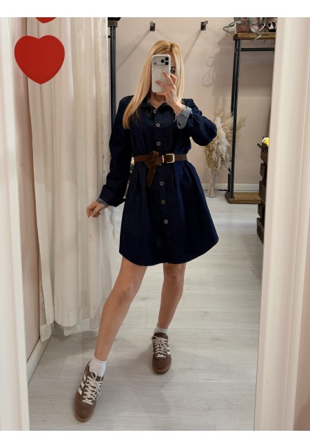 Vestito camicione simil jeans in cotone