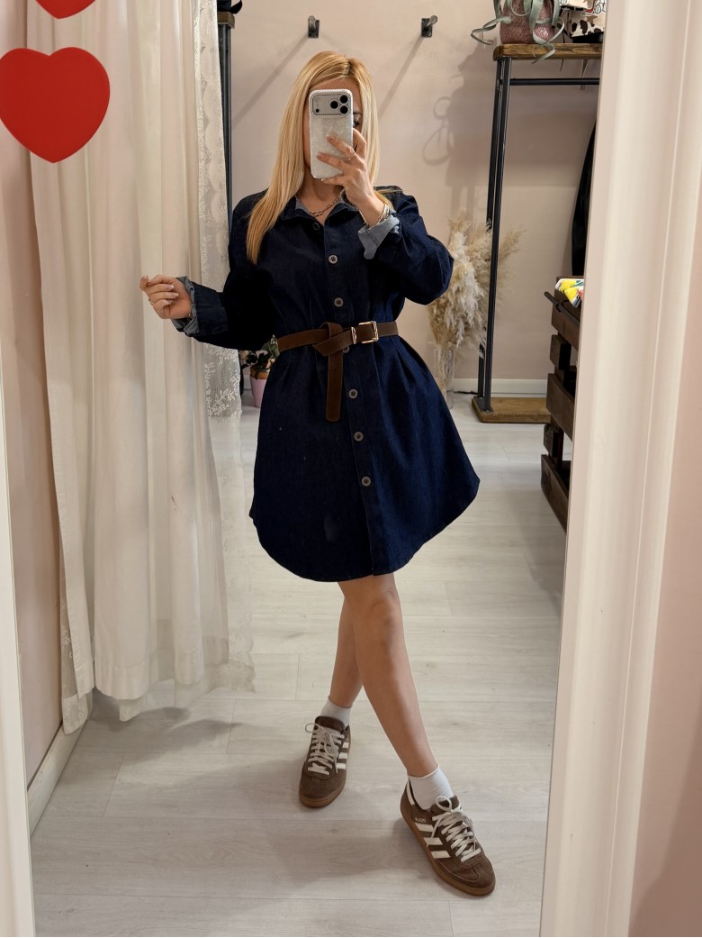 Vestito camicione simil jeans in cotone