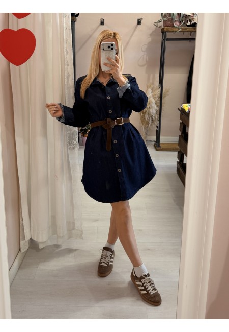 Vestito camicione simil jeans in cotone