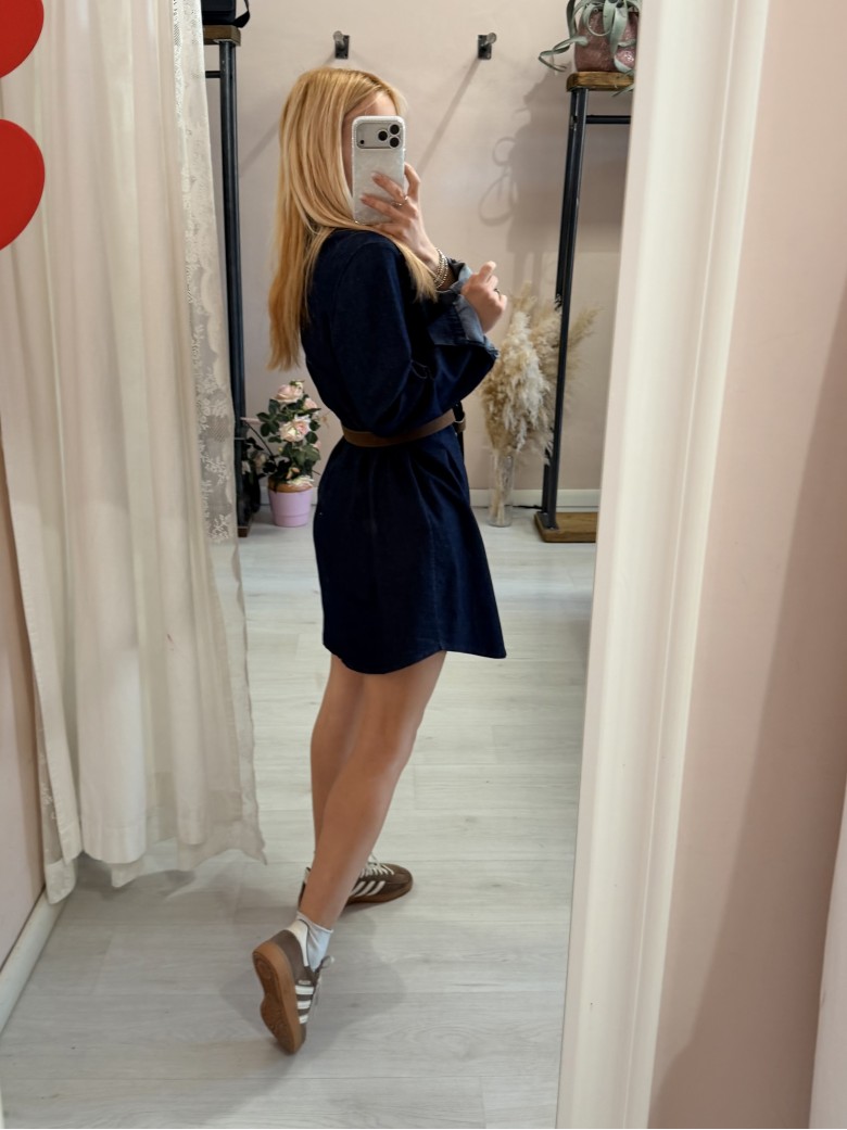 Vestito camicione simil jeans in cotone