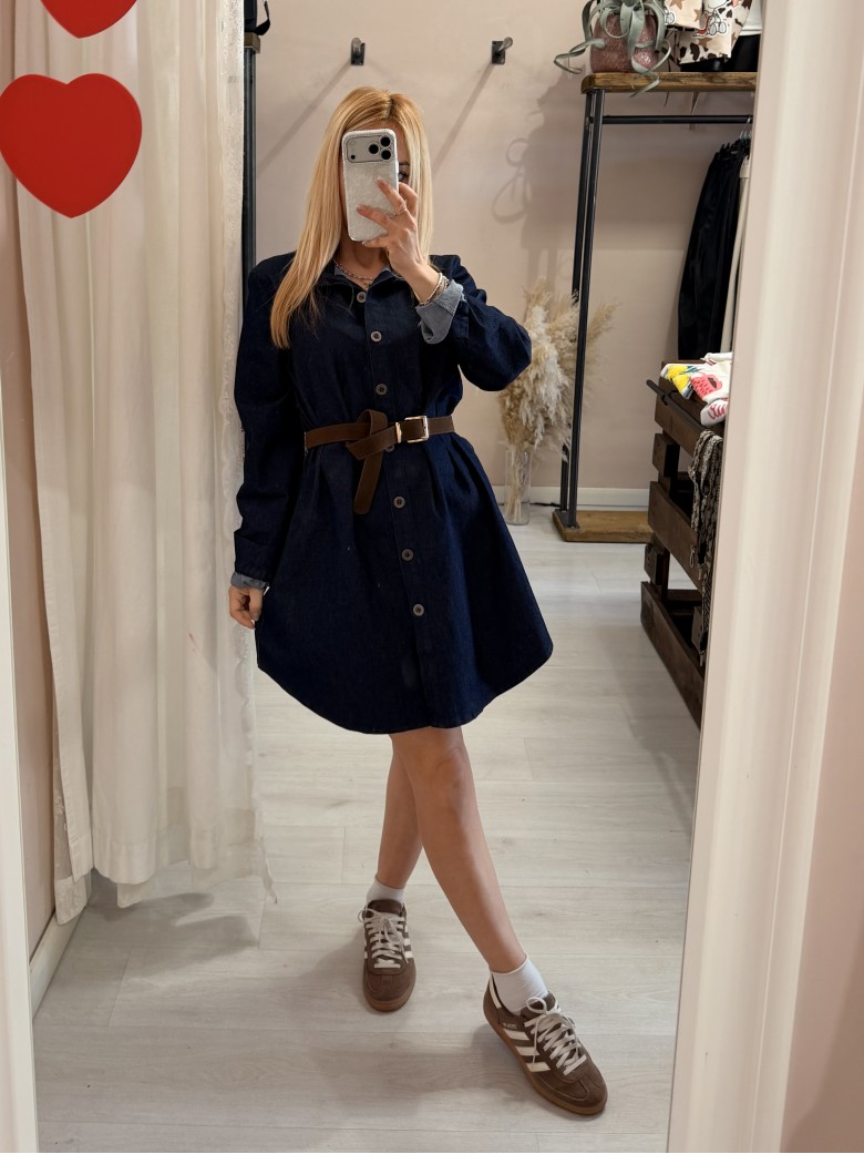 Vestito camicione simil jeans in cotone