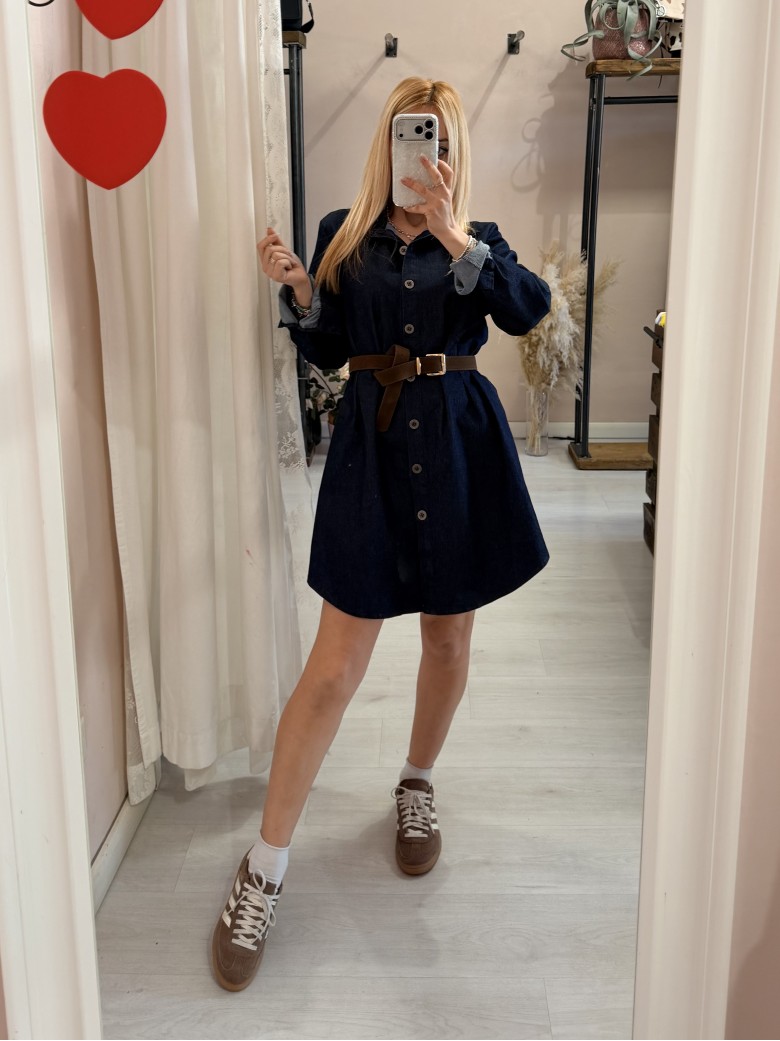Vestito camicione simil jeans in cotone