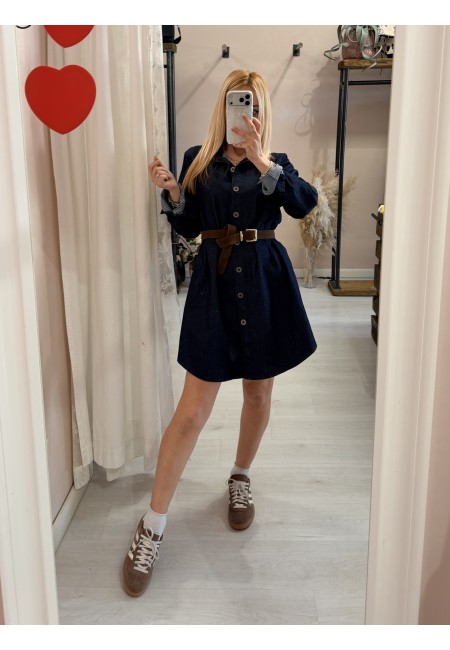 Vestito camicione simil jeans in cotone