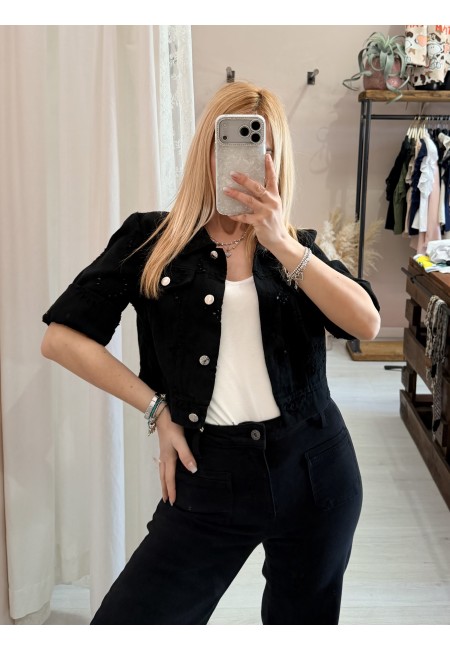 Giubbottino di jeans sangallo nero