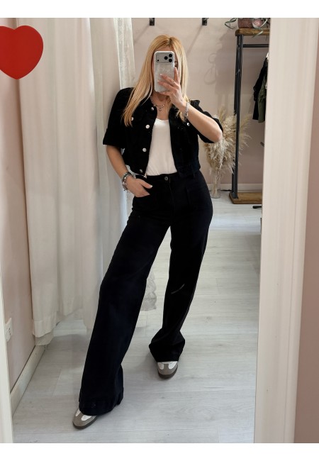 Giubbottino di jeans sangallo nero