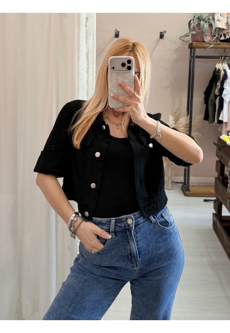 Giubbottino di jeans sangallo nero